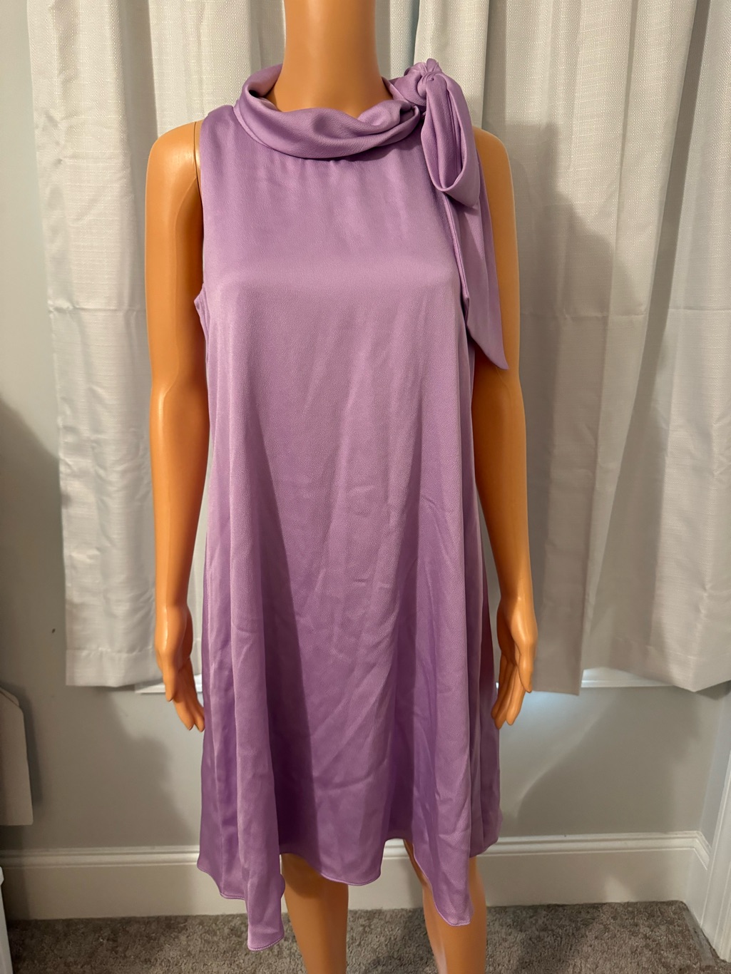 Pretty Signatute By Robbie Bee Size 8 Lilac Purple Sleeveless Dress Shoulder Tie
